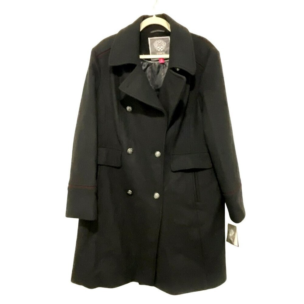 Vince Camuto $340 Black Wool Blend Double-Breasted Coat XXL NWT - Picture 2 of 6